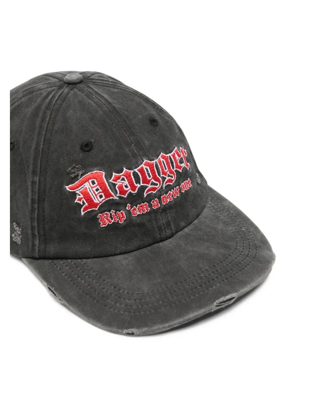 DAGGER Gray Distressed Embroidered Baseball Cap for men