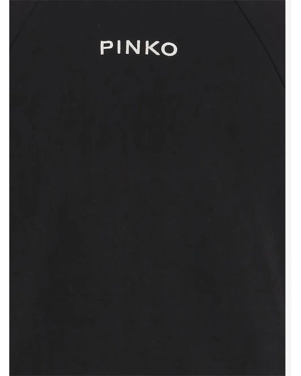Pinko Black Cropped Sweater With Hood And Subtle Text Detail