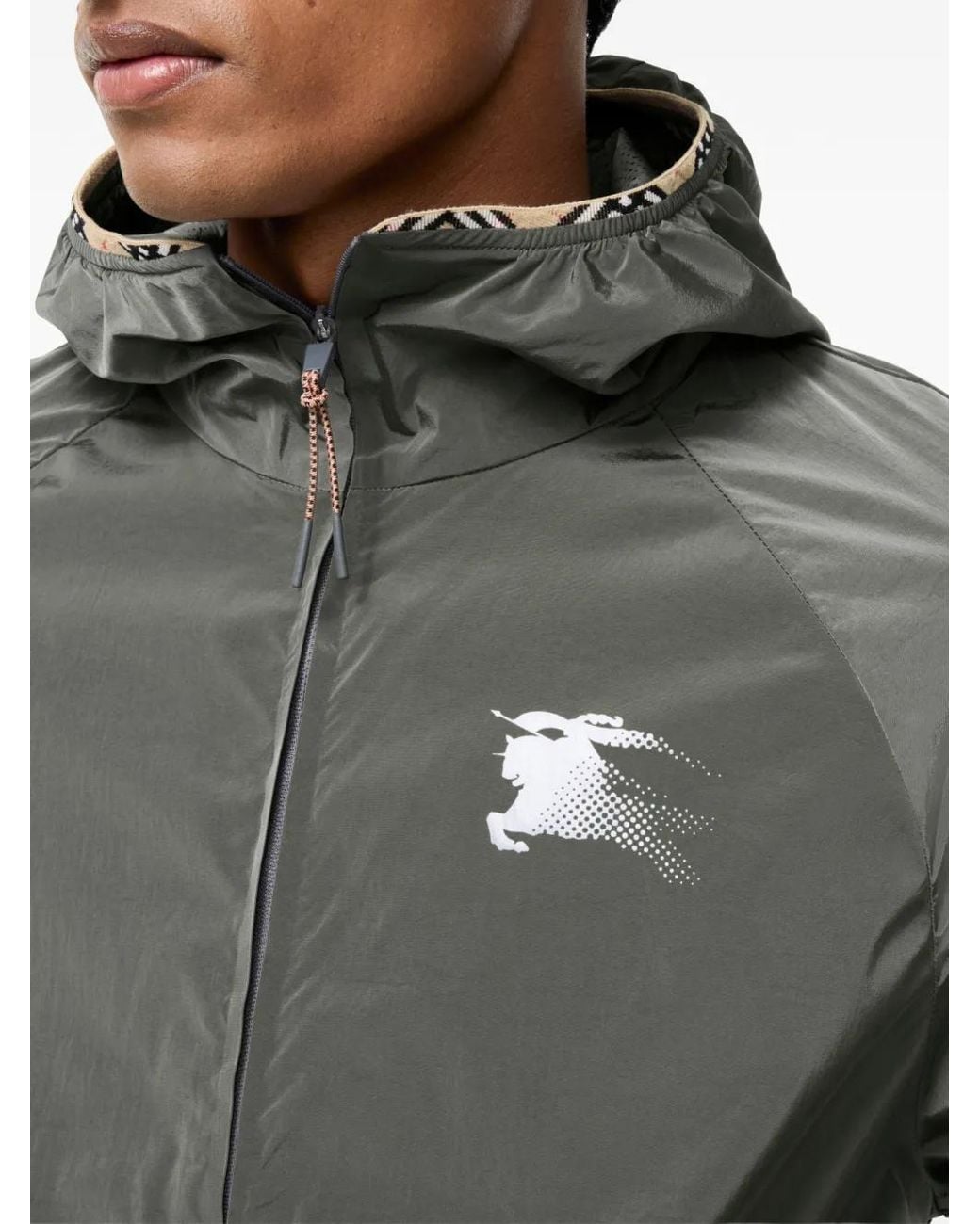 Burberry Gray Nylon Hooded Jacket for men