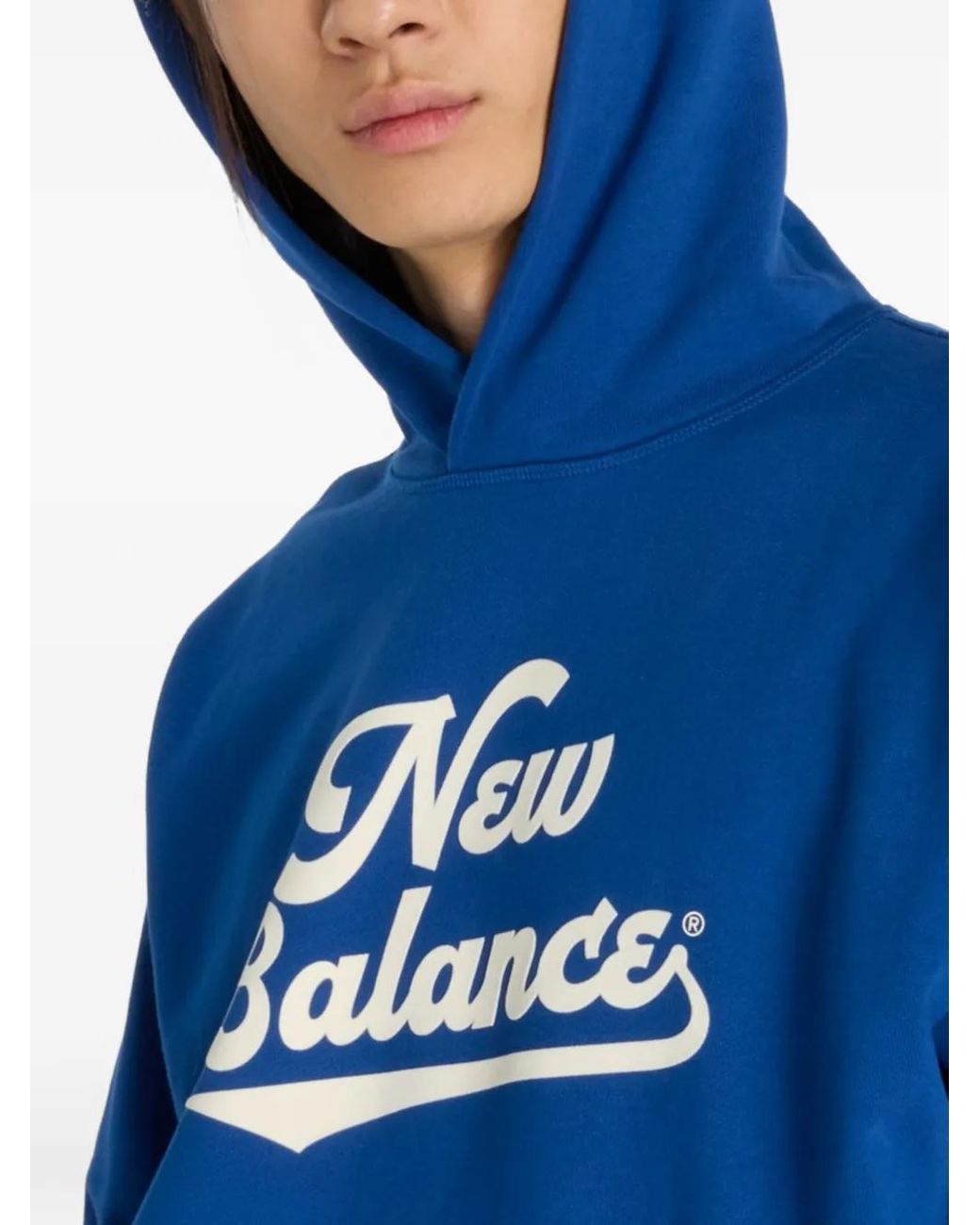 New Balance Blue Logo-Print Hoodie for men