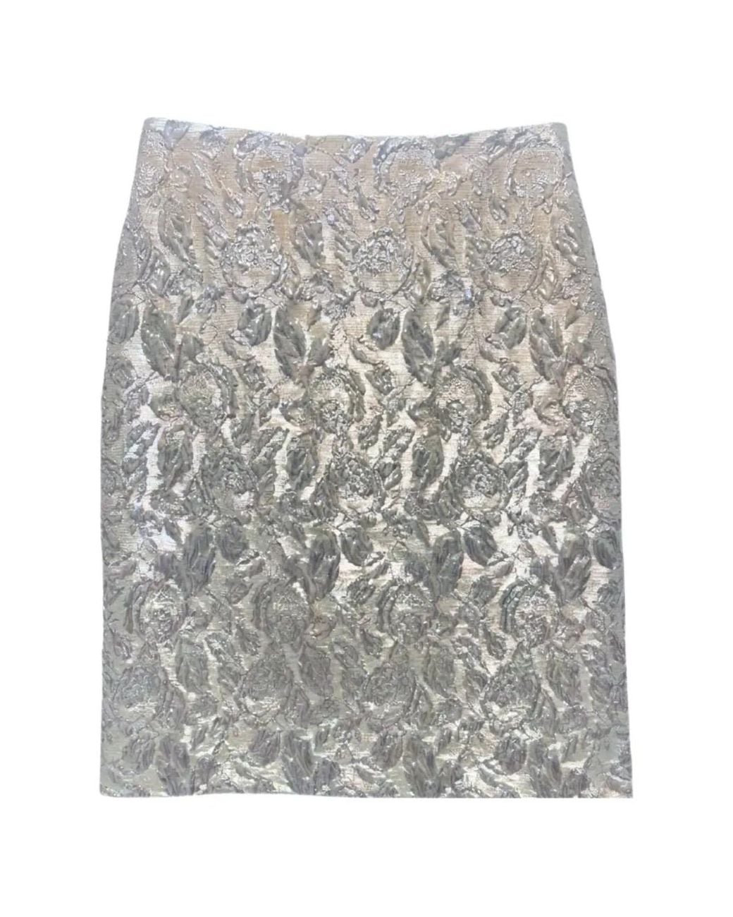 Lunatica Milano Gray Floral-Jacquard Pencil Mini Skirt