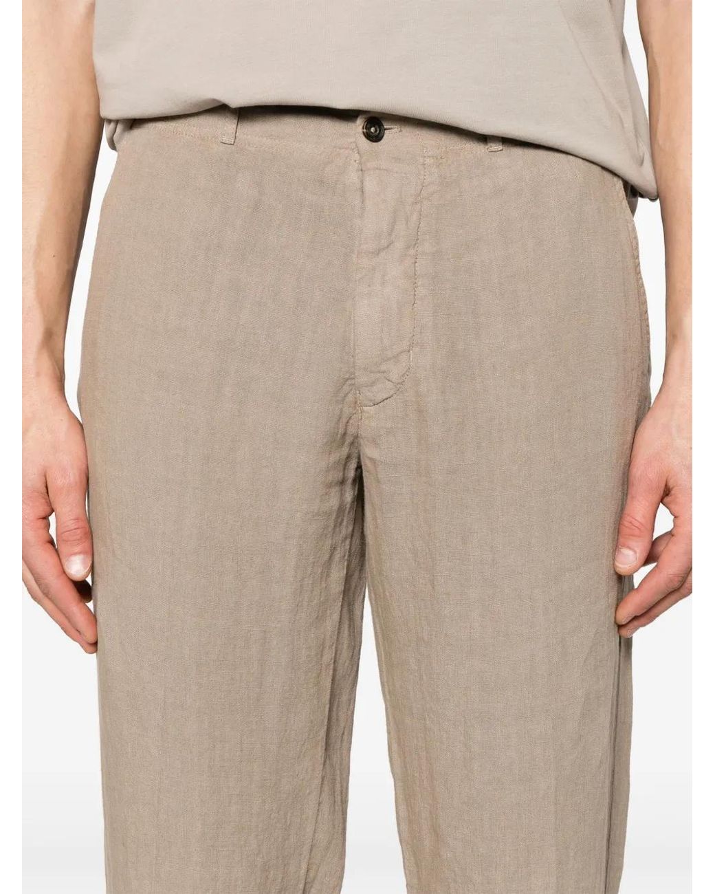 Corneliani Natural Linen Tapered-Leg Trousers for men