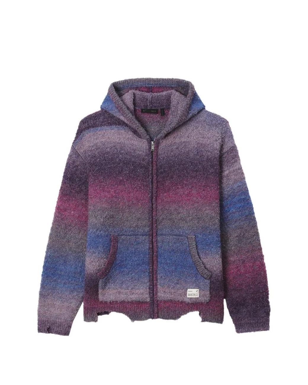 FIVE CM Purple Gradient-Effect Distressed-Finish Hoodie for men