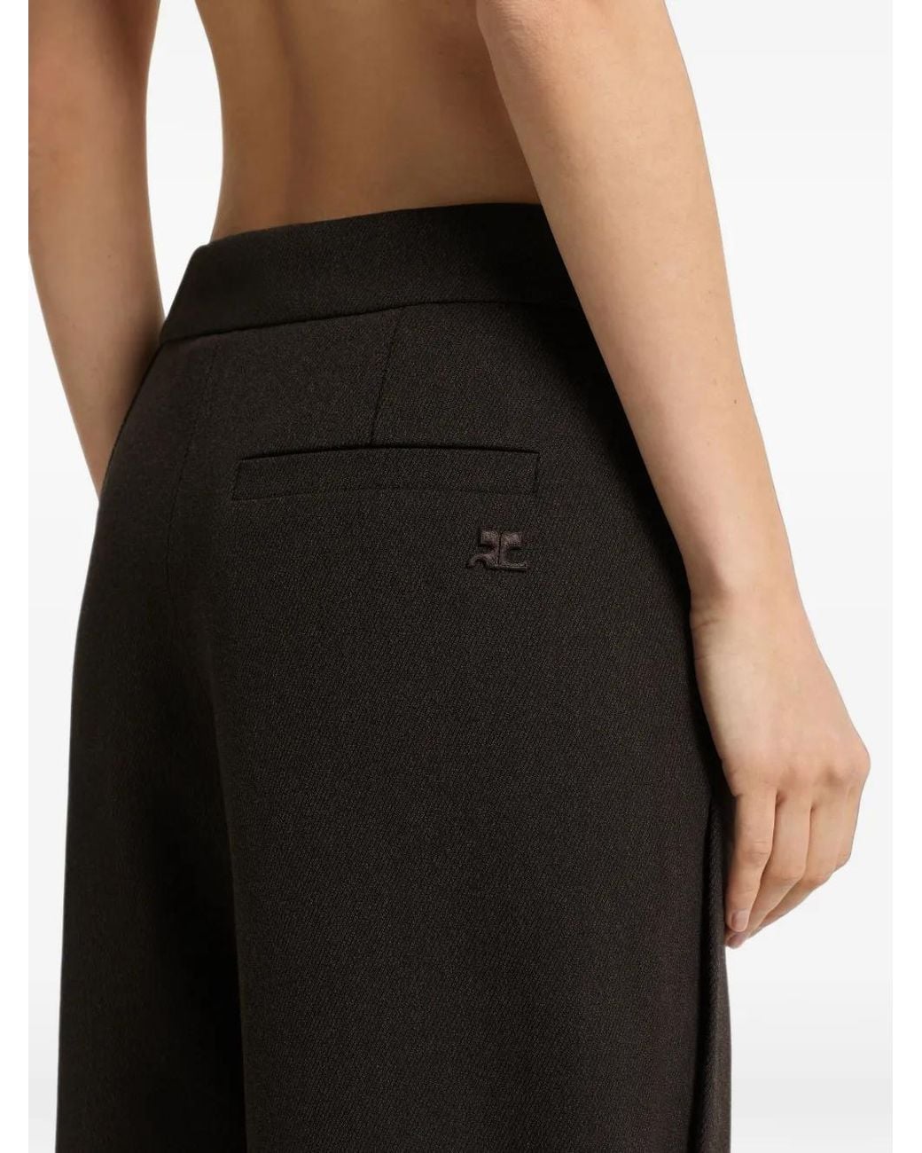 Courreges Black Snap-Detail Heathered Trousers