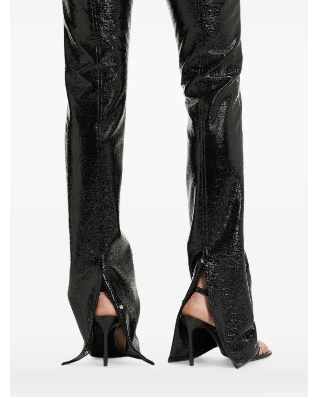 Courreges Black Vinyl Straight-Leg Trousers