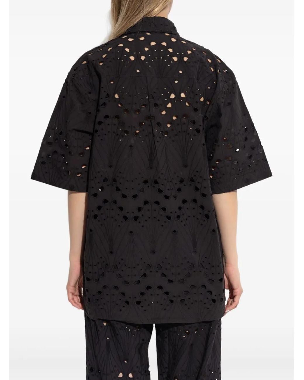 Gestuz Black Cotton Embroidered Shirt