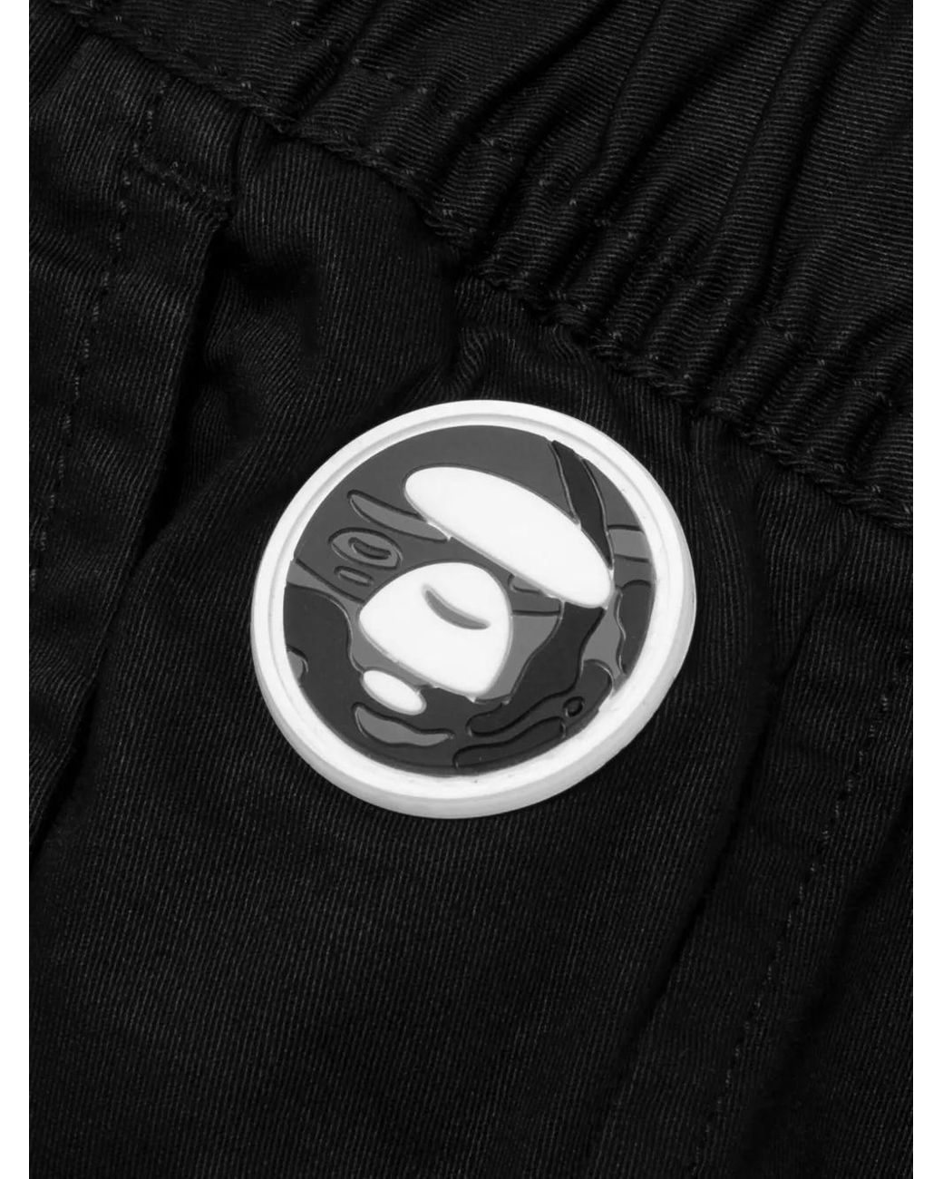 Aape By A Bathing Ape Black Logo-Embroidered Elasticated-Waist Shorts for men