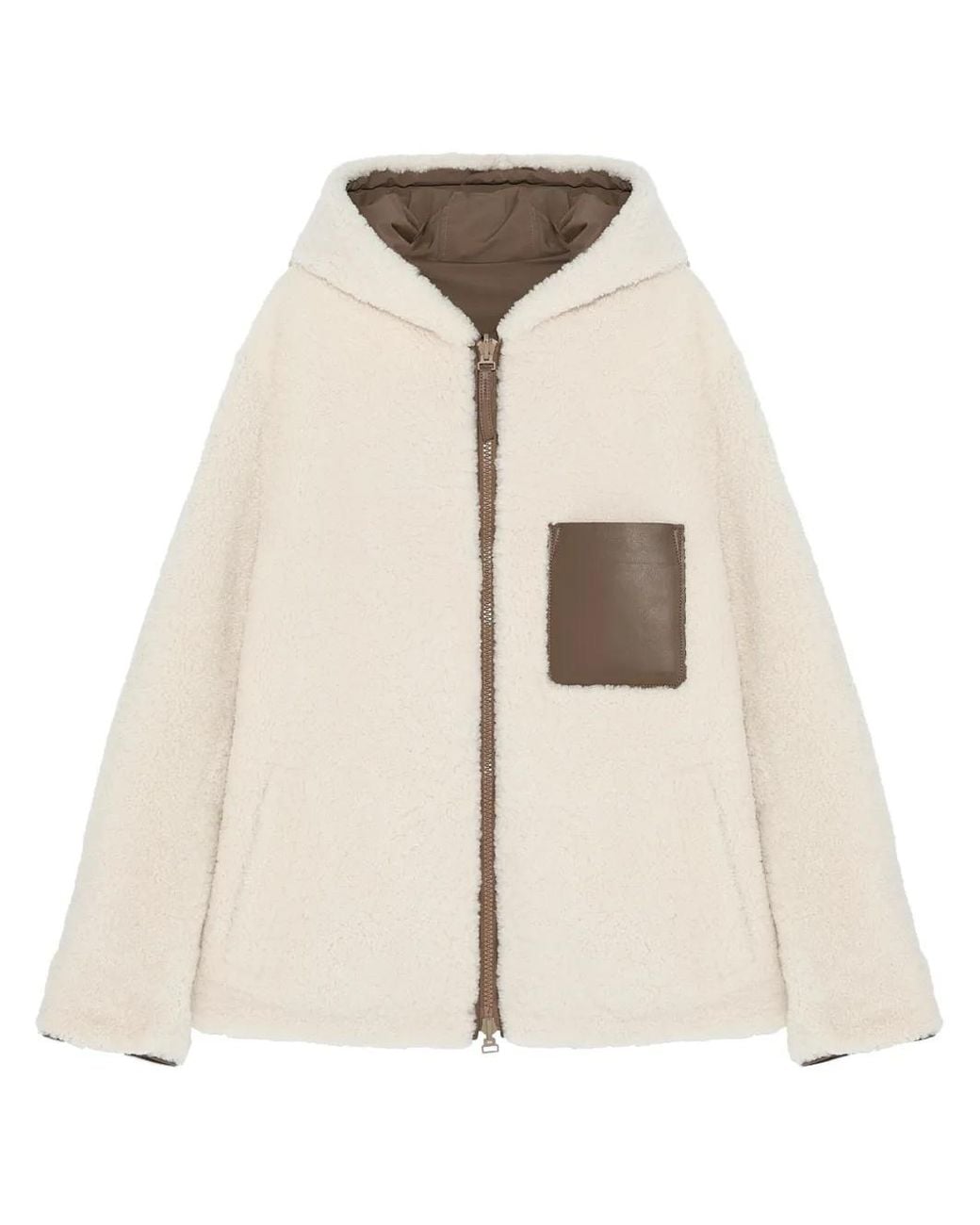 Yves Salomon Natural Reversible Shearling Hooded Jacket for men