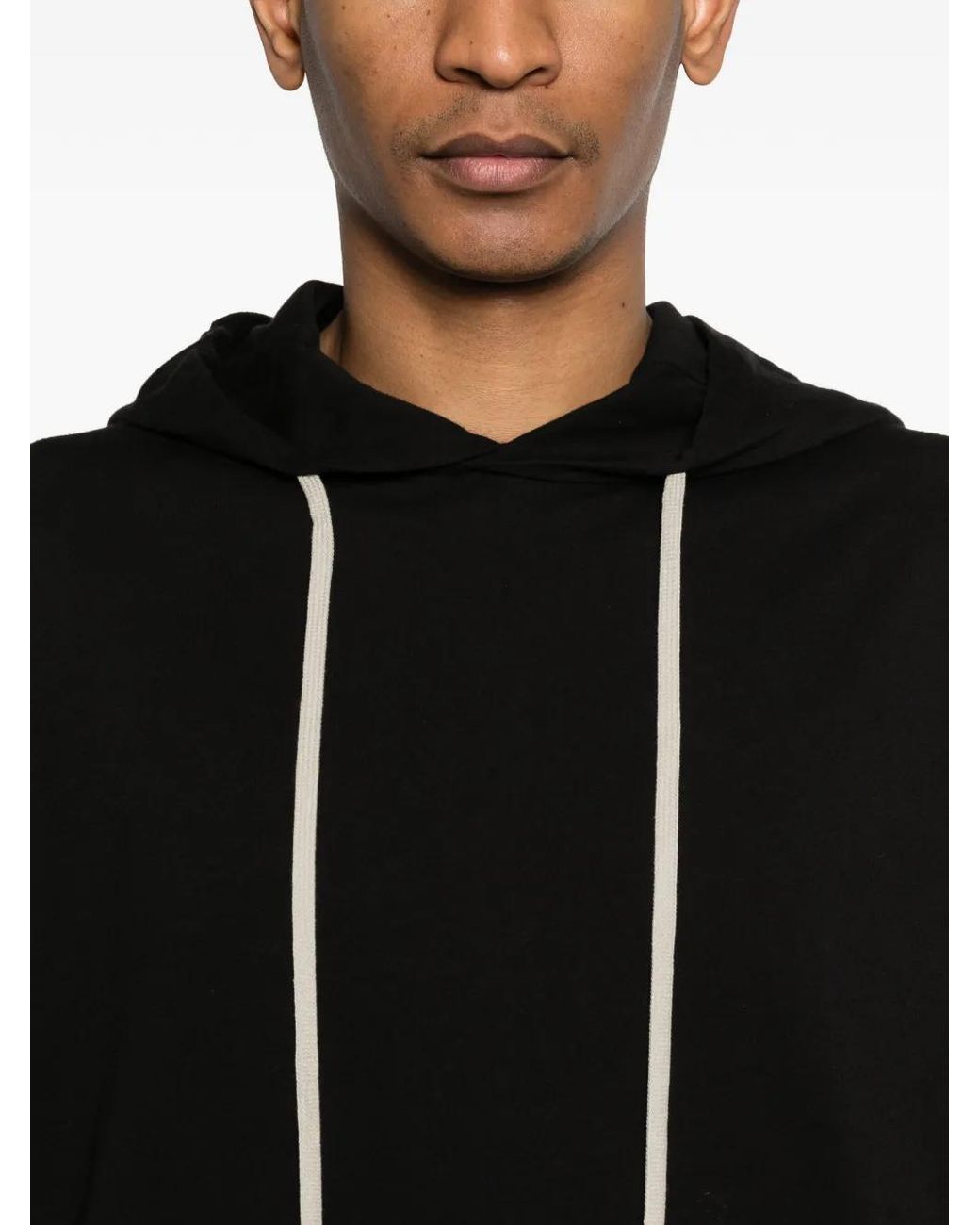 Rick Owens Black Oversized Hooded Sweatshirt With Drawstring for men