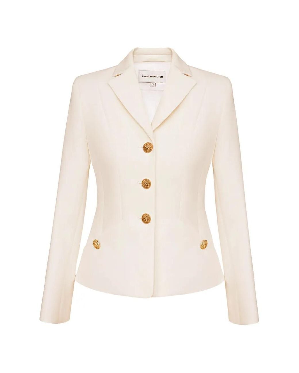 POST MERIDIEM White Tone Buttoned Fitted Jacket