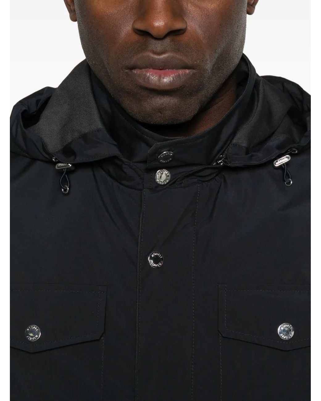 Moorer Blue Hooded Pocket Jacket for men