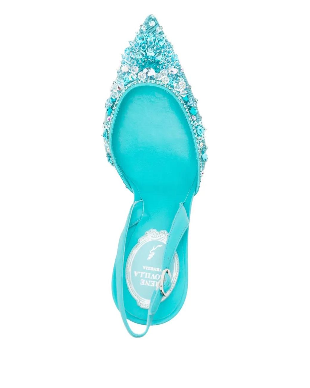 Rene Caovilla Blue 110Mm Cinderella Slingback Pumps