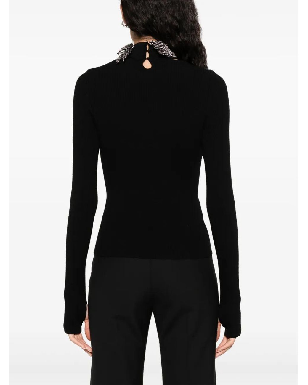 GIUSEPPE DI MORABITO Black Crystal-Embellished Ribbed-Knit Jumper