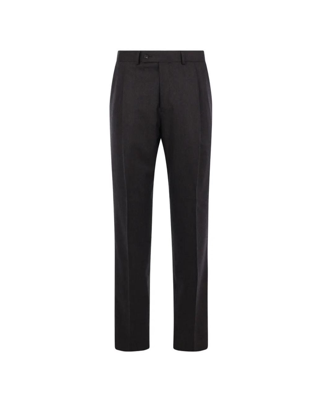 Caruso Black Pressed-Crease Wool Trousers for men