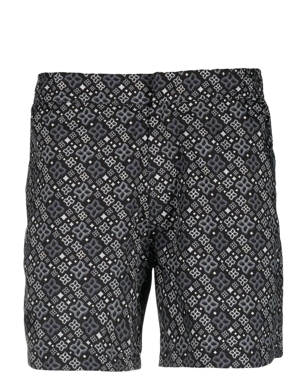 Tagliatore Gray Abstract-Pattern Swim Shorts for men