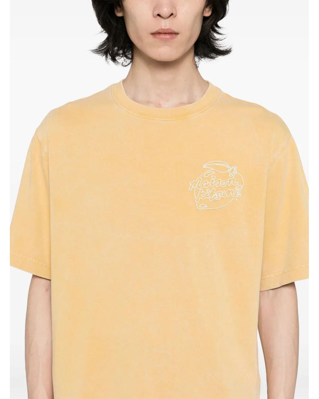 Maison Kitsuné Natural Embroidered T-Shirt for men