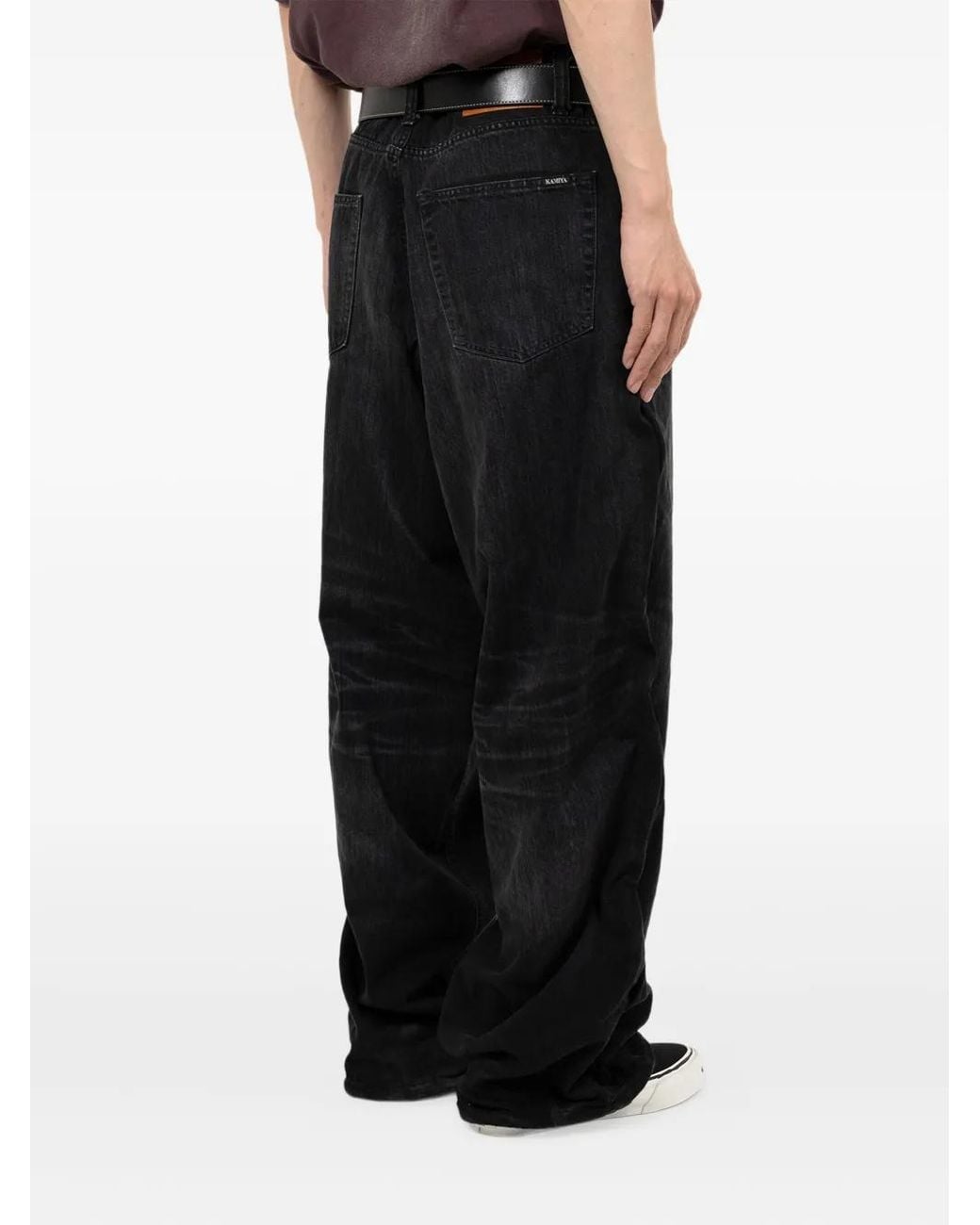 KAMIYA Black Wire Wide-Leg Jeans for men
