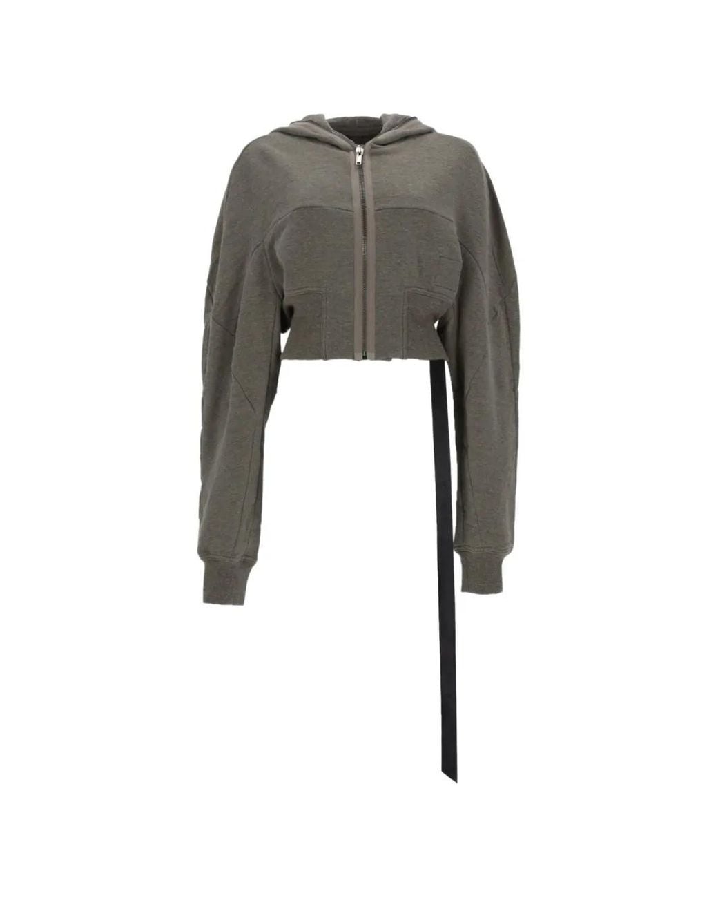 Rick Owens Gray Gimp Cropped Hoodie