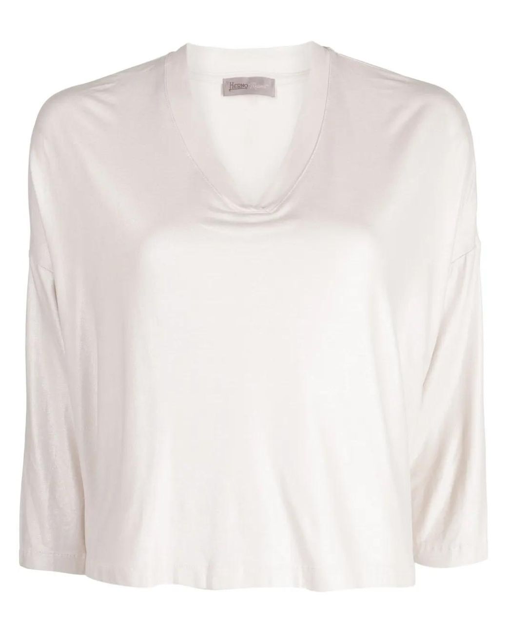 Herno White Sweet Satin V-Neck T-Shirt