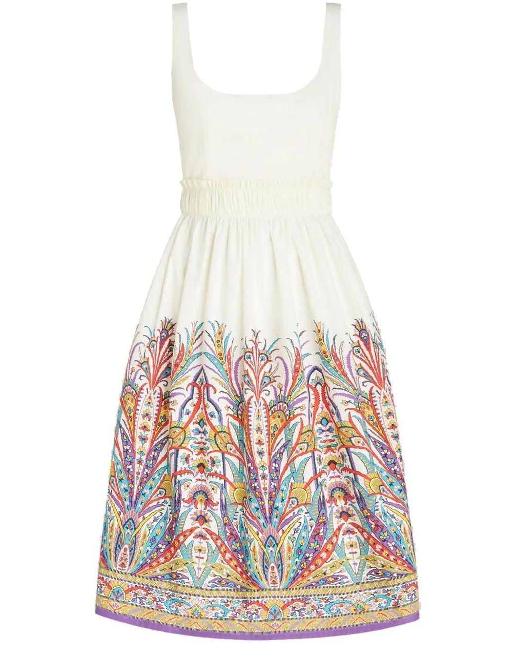 Etro White Midi Dress With Bell Skirt