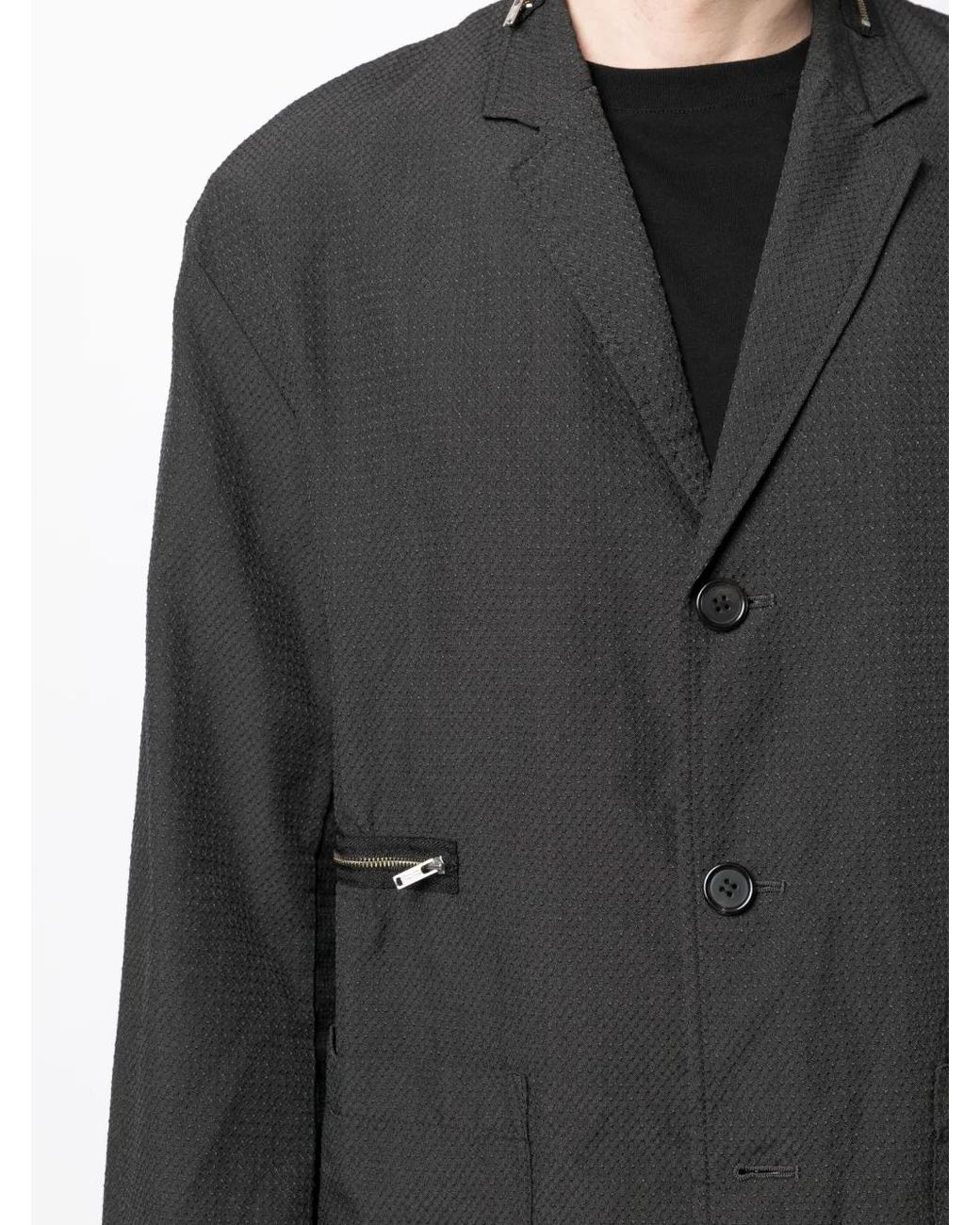 Undercover Black Textured Single-Breasted Blazer for men
