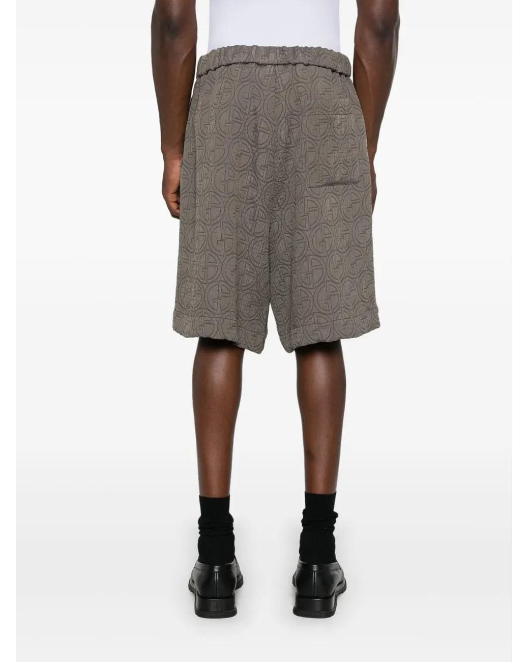Giorgio Armani Gray Interlock-Monogram Bermuda Shorts for men