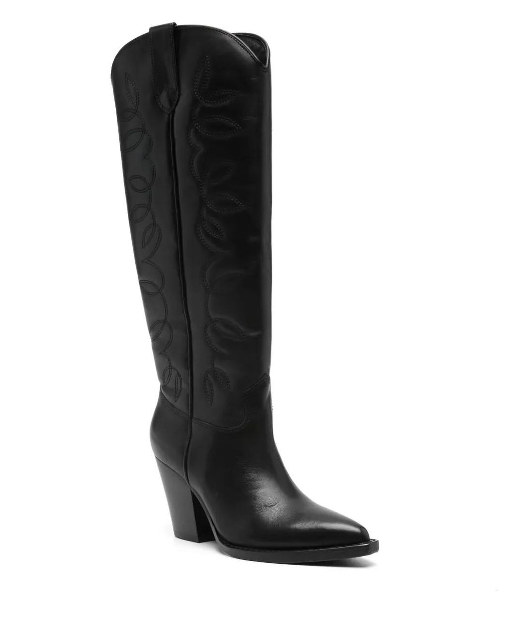 Ash Black Leather Texan Boots