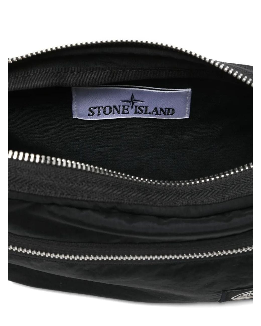 Stone Island Black Compass-Patch Belt Bag for men