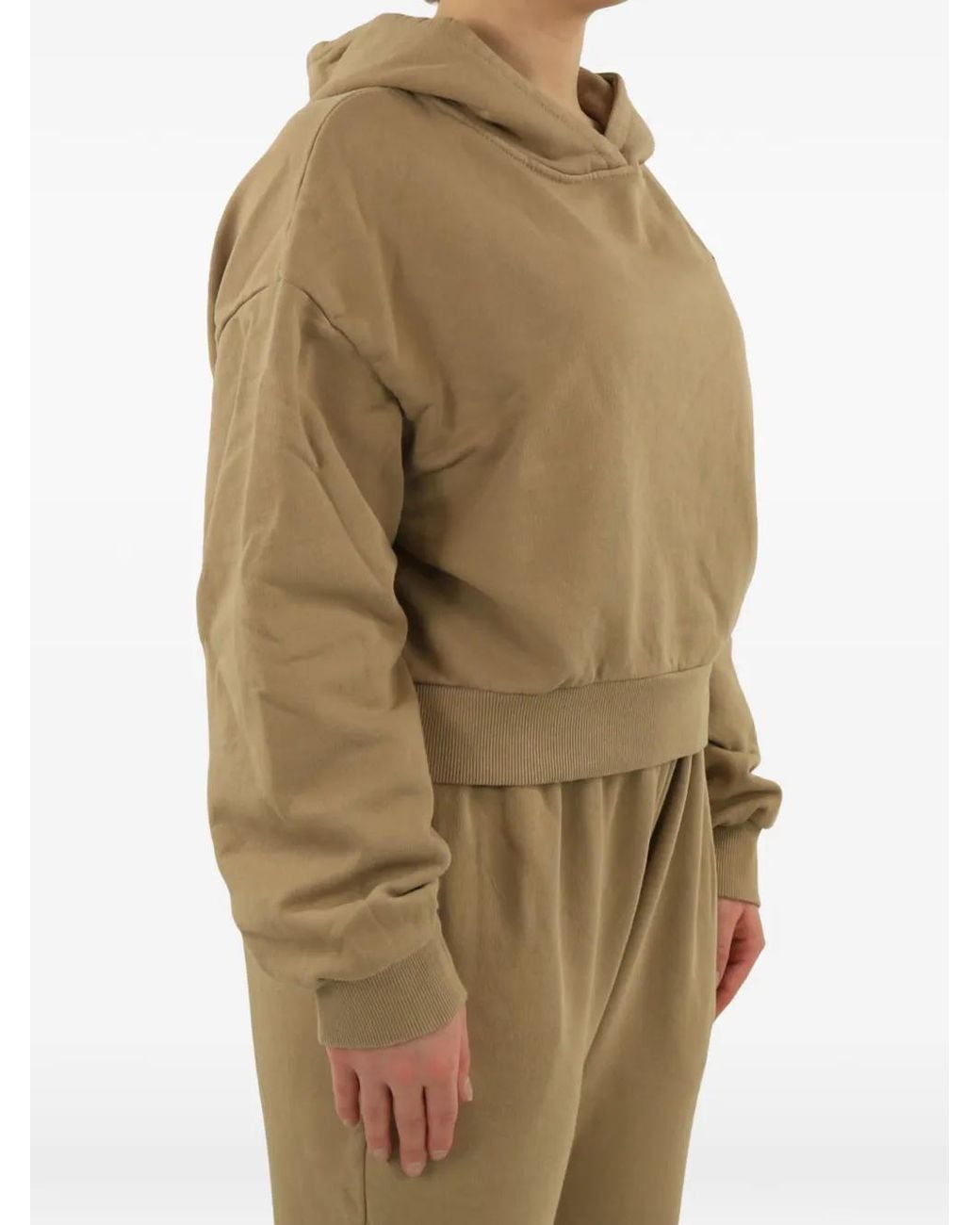 Follovers Natural Kylie Logo-Embroidered Cropped Hoodie