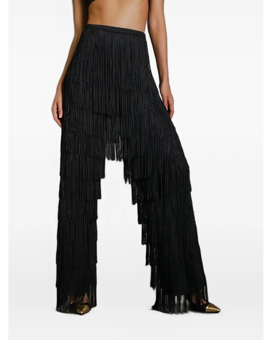 Eldorado Black Fringe-Trimmed Trousers