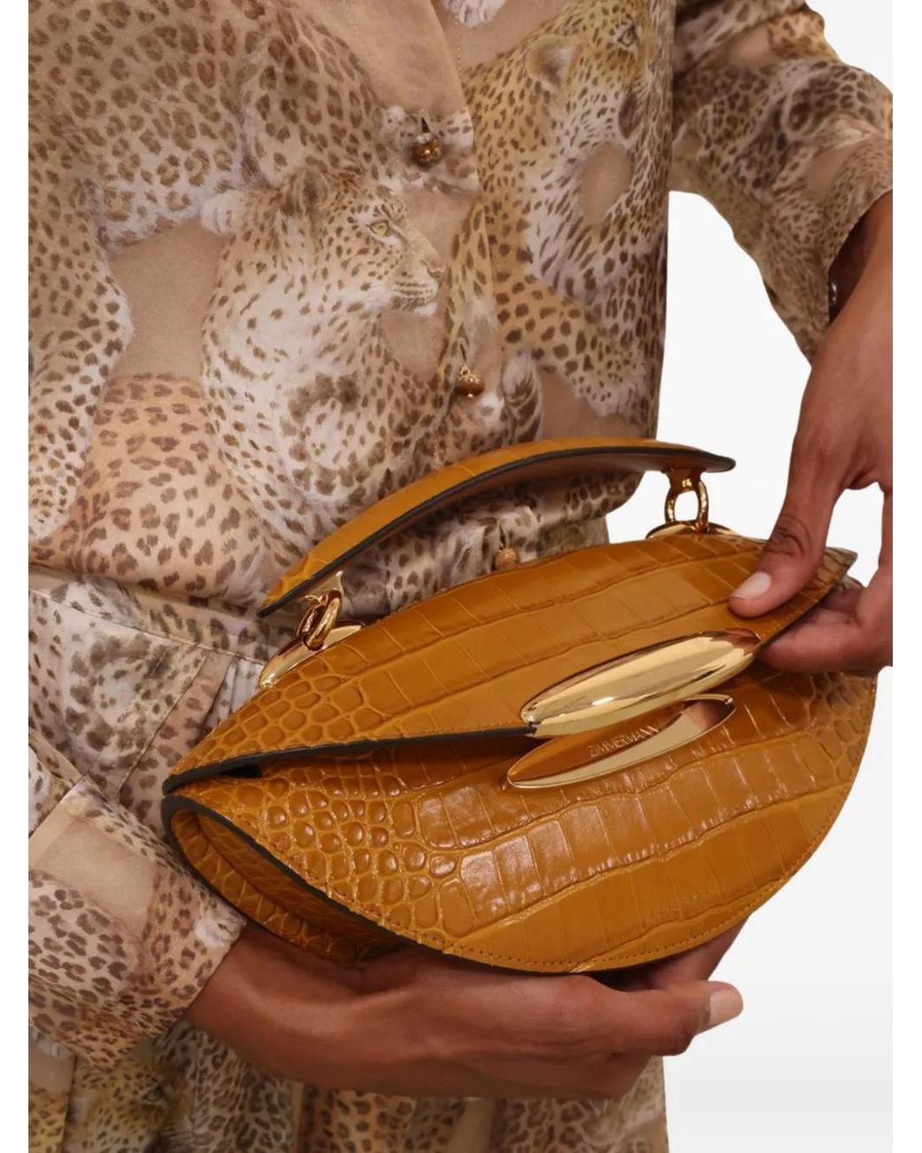 Zimmermann Brown Wavelength Crocodile-Effect Tote Bag