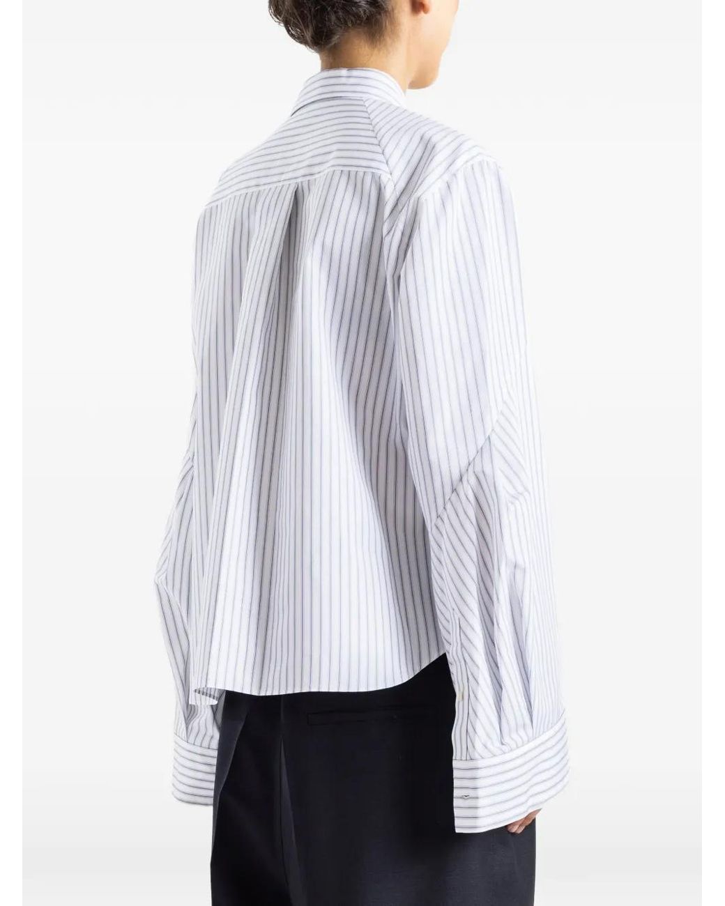 Sacai White Vertical-Stripe Long-Sleeve Shirt
