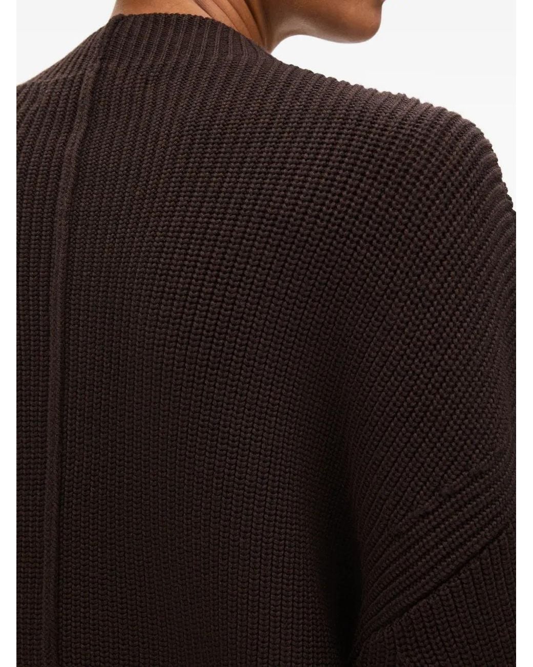Another Tomorrow Black Ribbed-Knit Crew-Neck Sweater