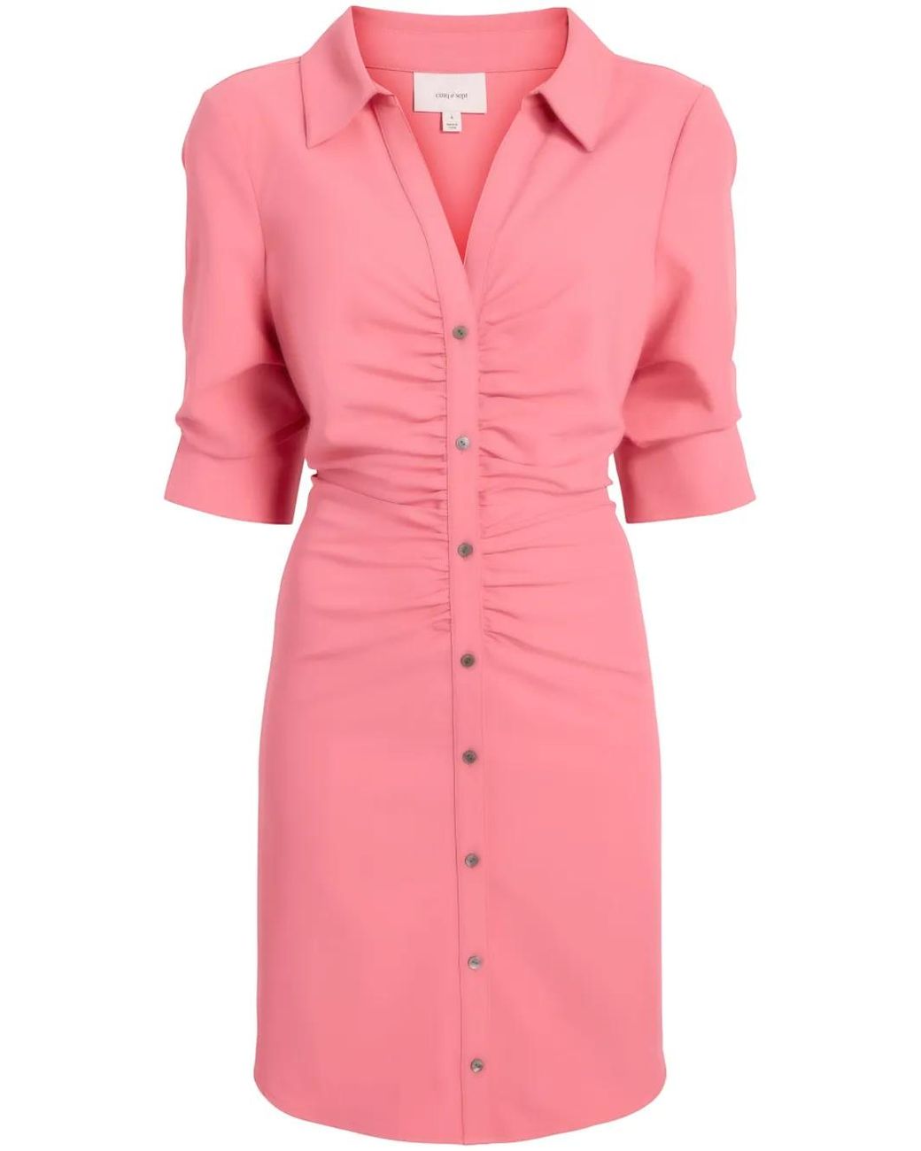 Cinq À Sept Pink Elina Ruched Shirtdress