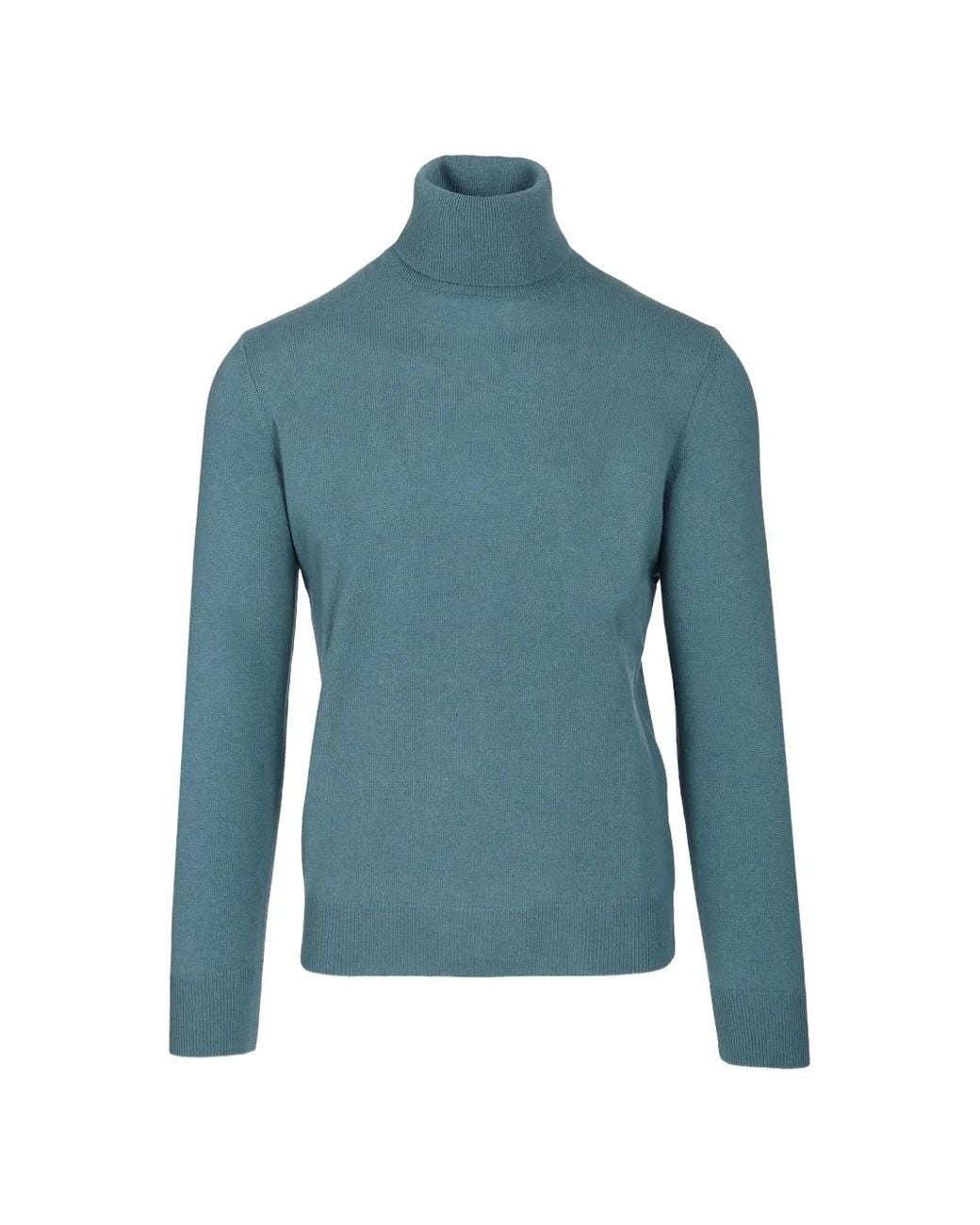 Al Duca D'aosta Blue Ribbed-Trim Cashmere Sweater for men