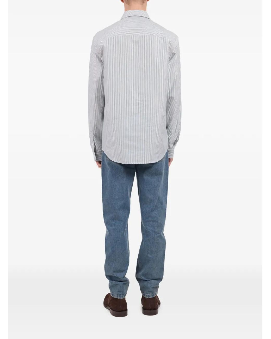 A.P.C. Gray Striped Button-Down Shirt for men
