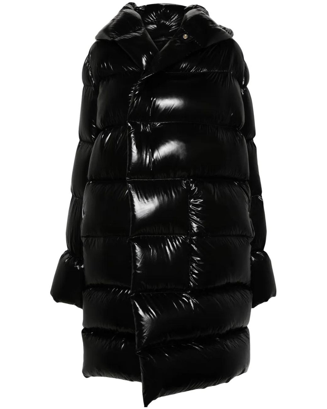 Rick Owens Black Ls Hooded Puffer Coat - Women's - Virgin Wool/elastane/polyamide/goose Feather