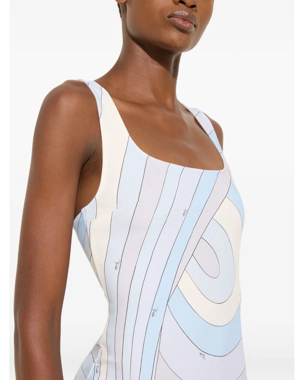 Emilio Pucci Blue Robe Courte En Jersey À Imprimé Iride