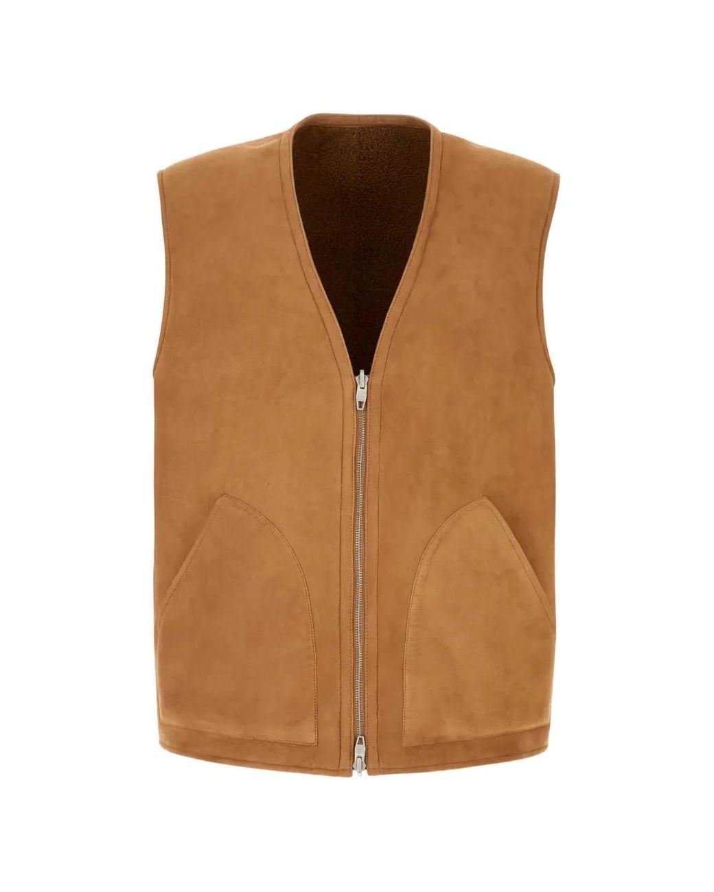 Umit Benan Brown Bruno Reversible Zip-Fastening Gilet for men