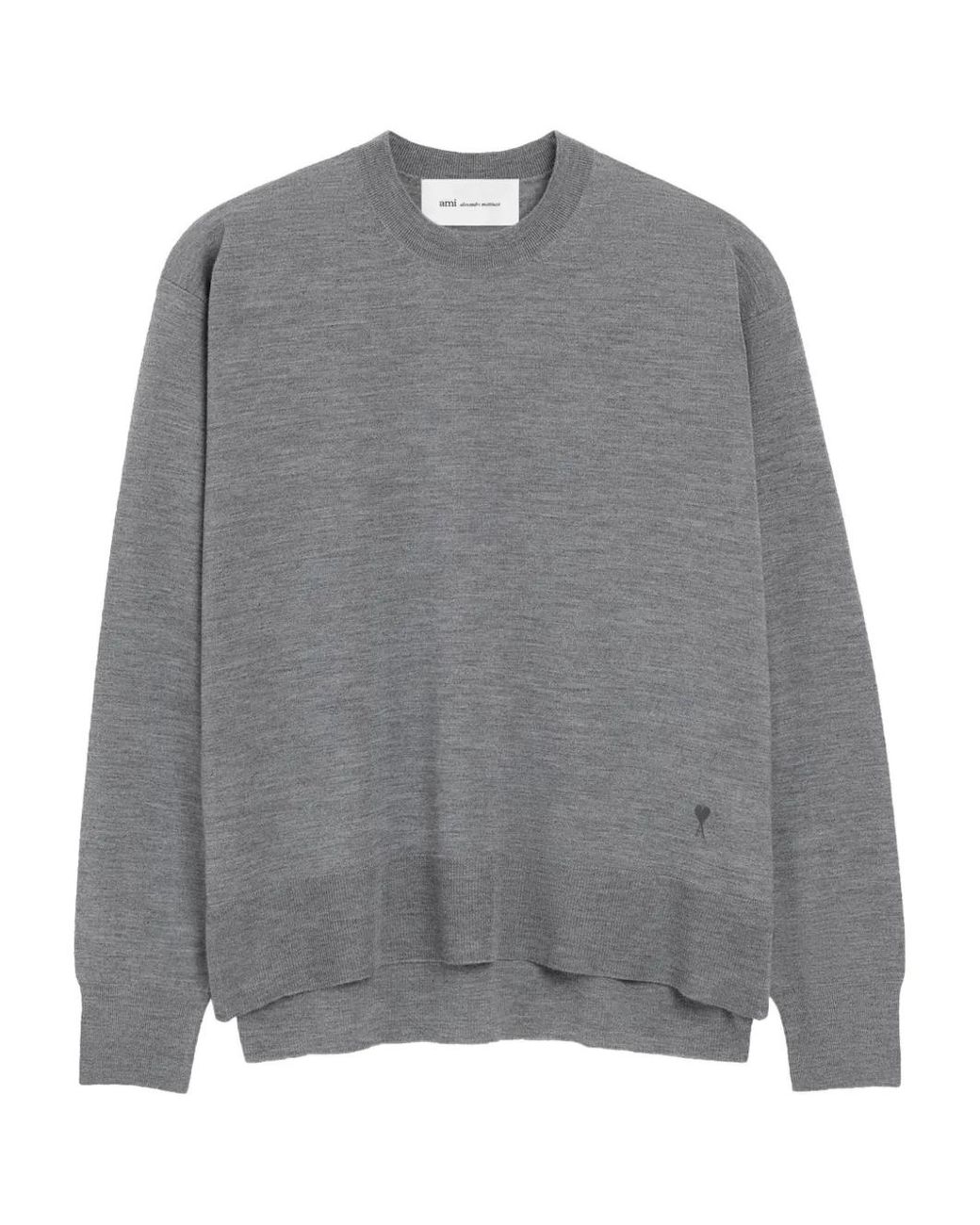 AMI Gray Wool Silk Crewneck Sweater Adc