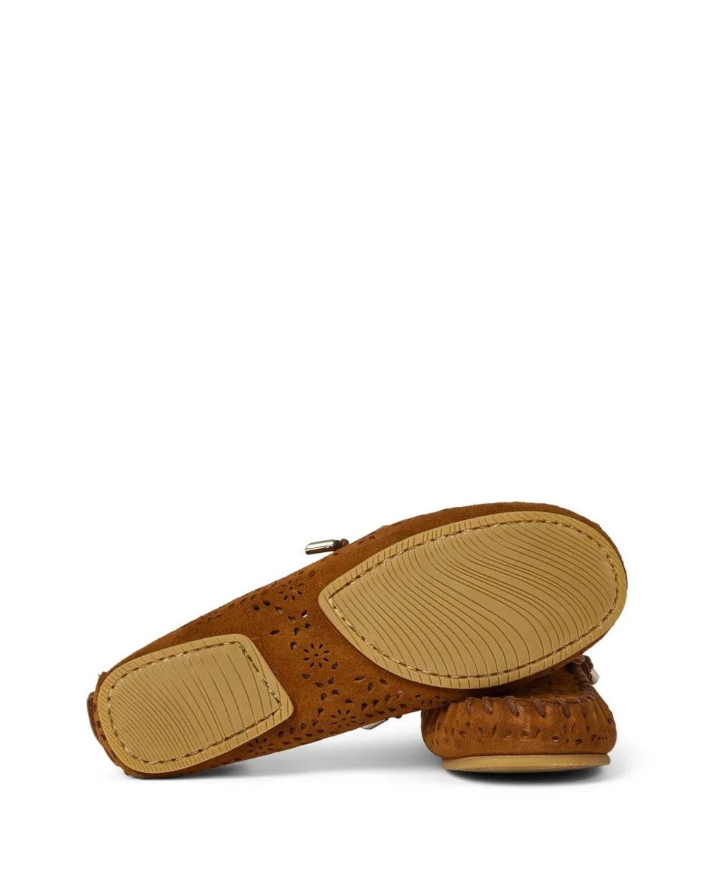 Paul Smith Brown Sonna' Perforated Floral Suede Moccasins