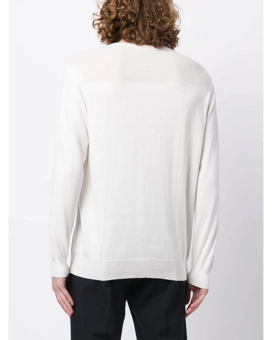 N.Peal Cashmere White Button-Placket Knit Jumper for men