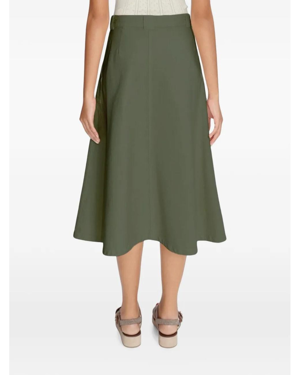 A.P.C. Green Patch-Pocket A-Line Midi Skirt