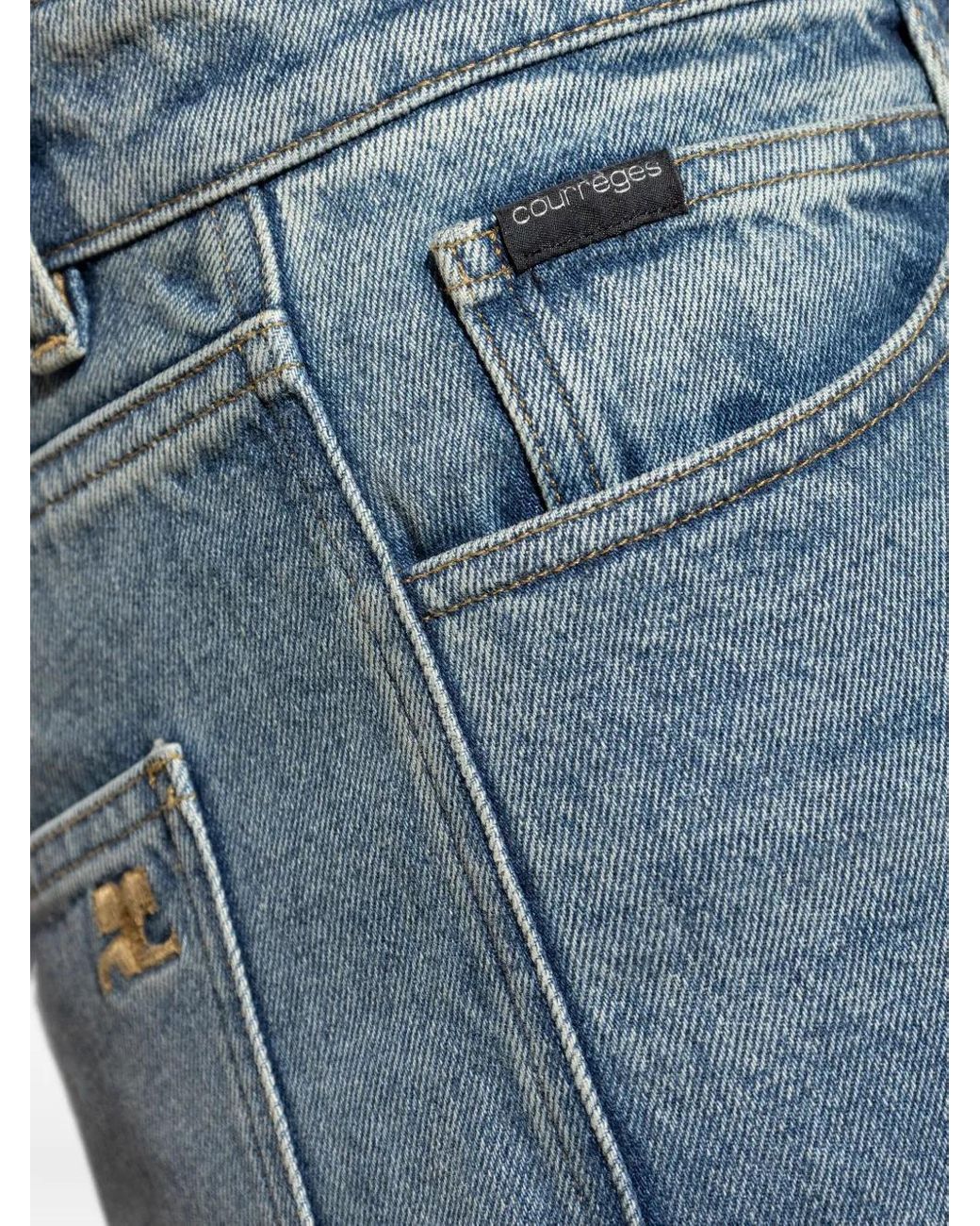 Courreges Blue Jean Ample À Plaque Logo for men