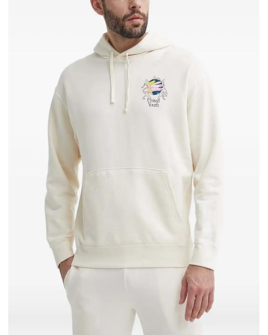 PUMA White Downtown Graphic-Print Drawstring Hoodie for men