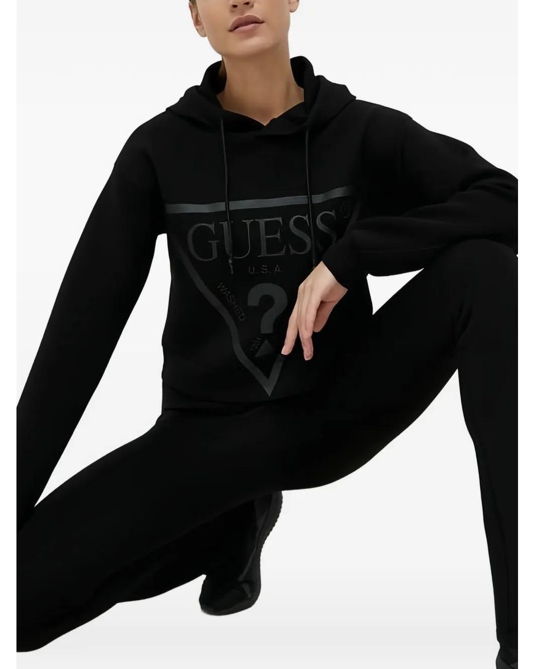 Guess Black Triangle Logo Hoodie