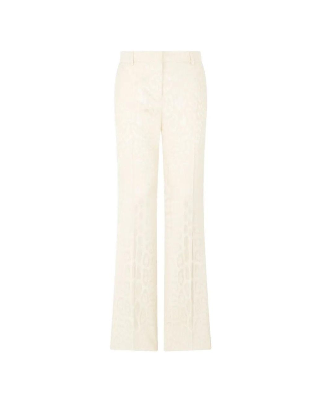 Roberto Cavalli White Leopard-Jacquard Flared Trousers