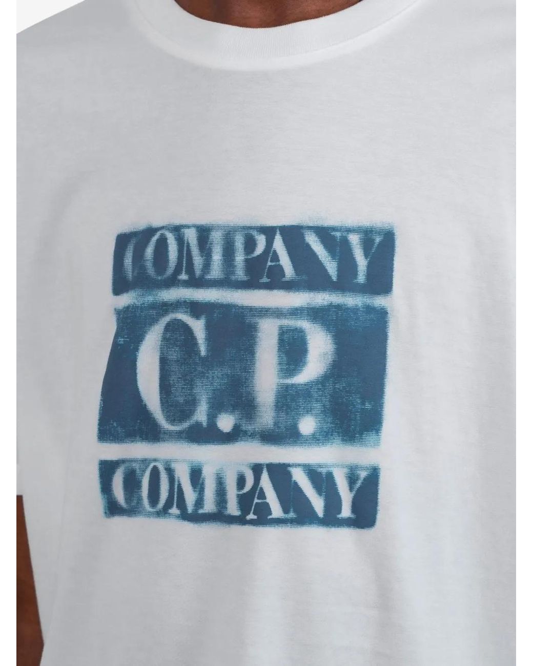 C P Company White C.P. Company Logo-Detail Short-Sleeve T-Shirt for men