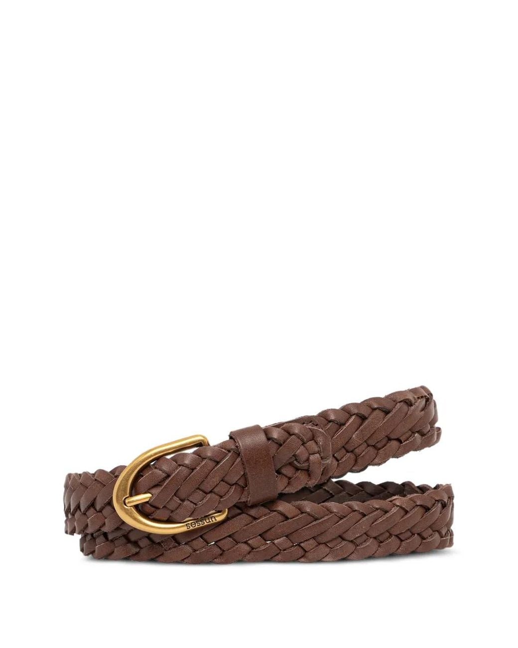 Sessun Brown Bonito Braided Leather Belt