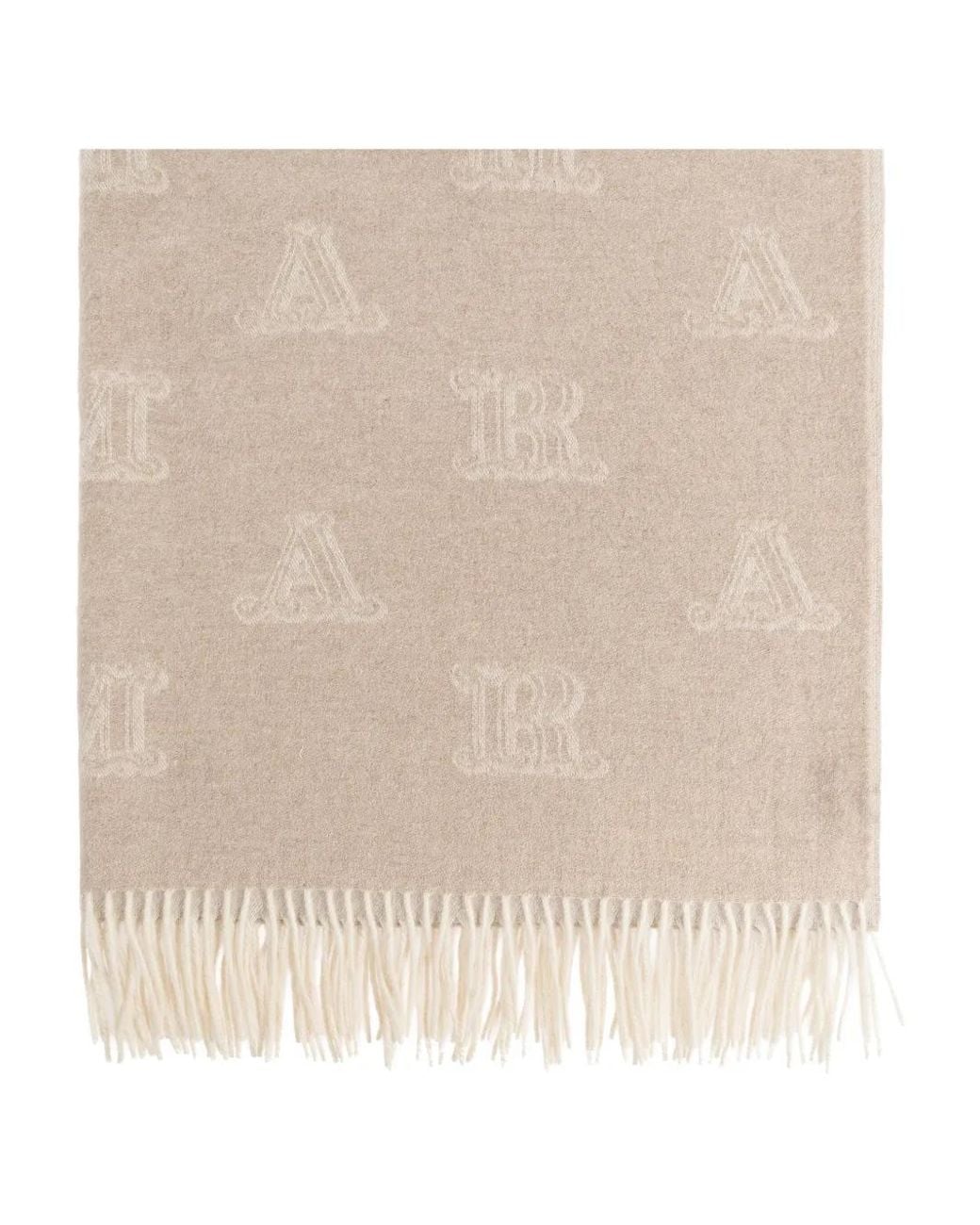 Max Mara Natural Jacquard Cashmere Scarf